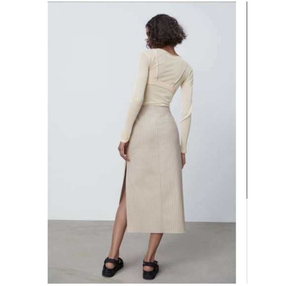 NWT Zara Midi Striped Skirt - Picture 2 of 7